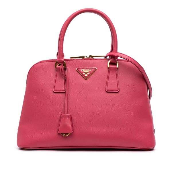 Pre-owned Prada Medium Saffiano Lux Promenade Satchel Pink