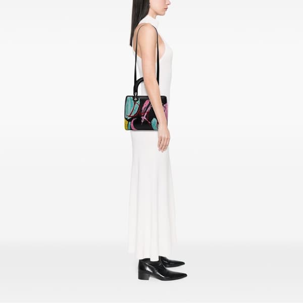 Pre-owned Dior Medium Calfskin Sequin Art Lady Dior Black