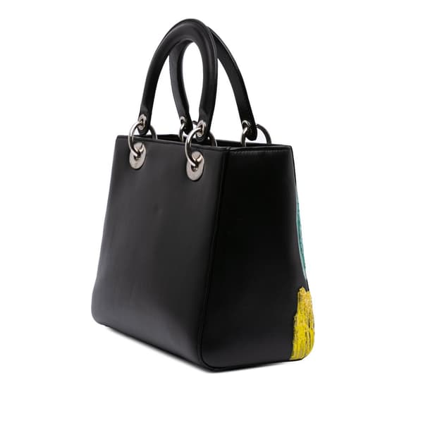 Pre-owned Dior Medium Calfskin Sequin Art Lady Dior Black