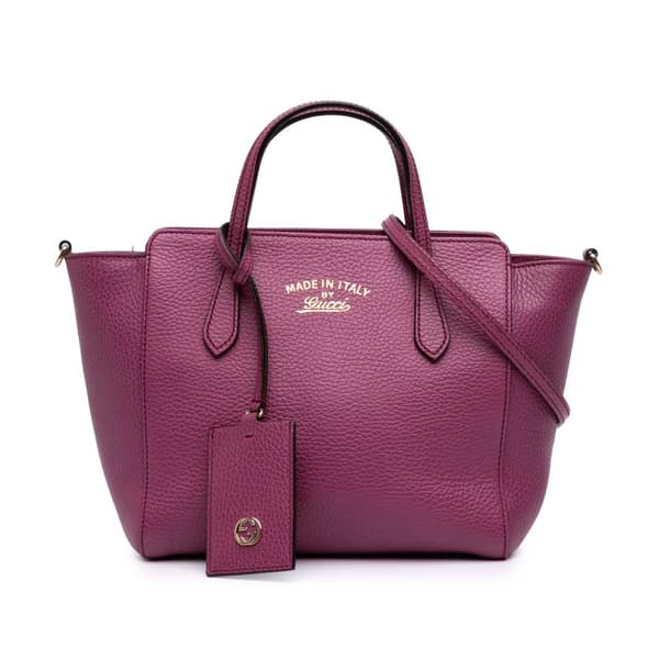 Pre-owned Gucci Mini Leather Swing Satchel Purple