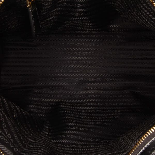 Pre-owned Prada Large Shiny Calfskin Bonnie Satchel Black