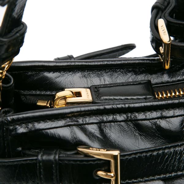 Pre-owned Prada Large Shiny Calfskin Bonnie Satchel Black
