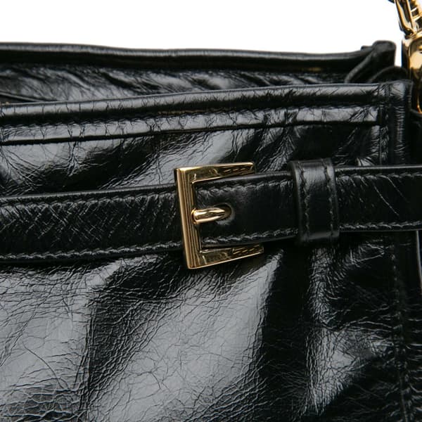 Pre-owned Prada Large Shiny Calfskin Bonnie Satchel Black