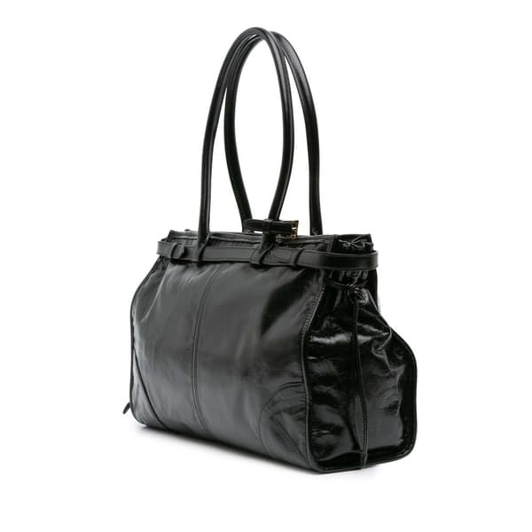 Pre-owned Prada Large Shiny Calfskin Bonnie Satchel Black