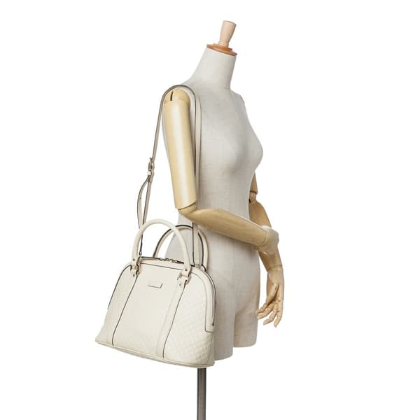 Pre-owned Gucci Medium Microguccissima Dome Satchel White
