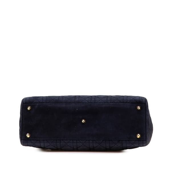 Pre-owned Dior Large Suede Cannage Lady Dior Blue