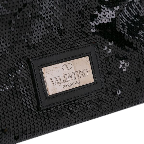 Pre-owned Valentino Sequin Petale Tote Black