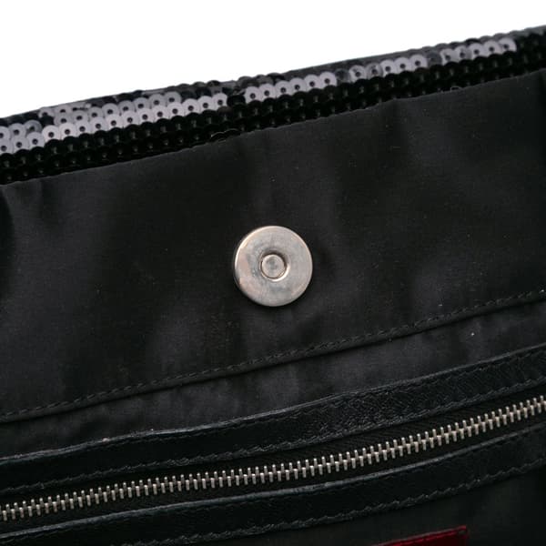 Pre-owned Valentino Sequin Petale Tote Black