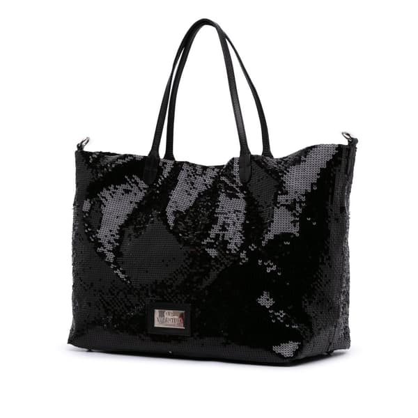 Pre-owned Valentino Sequin Petale Tote Black