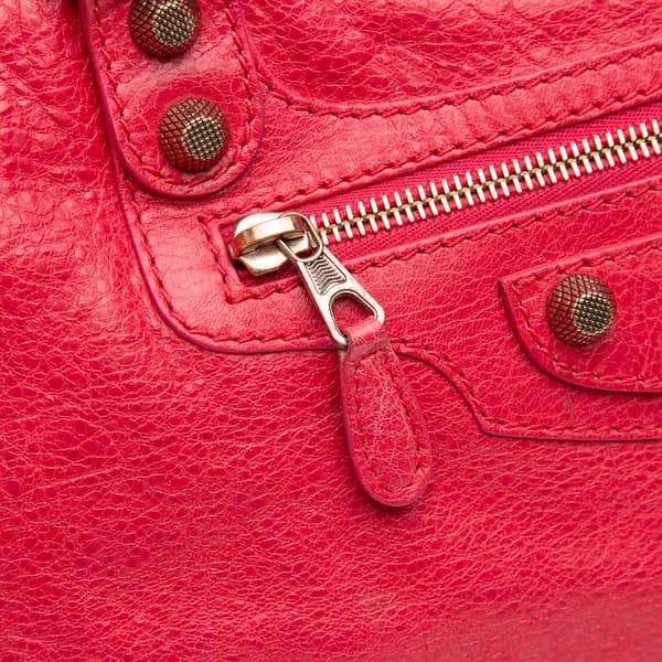 Pre-owned Balenciaga Lambskin Motocross City Giant 12 Satchel Red