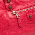 Miniatyrbild 7 av 10: Pre-owned Balenciaga Lambskin Motocross City Giant 12 Satchel Red
