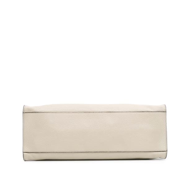 Pre-owned Gucci Medium Calfskin Bamboo Daily Shopper Satchel White