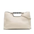 Miniatyrbild 1 av 10: Pre-owned Gucci Medium Calfskin Bamboo Daily Shopper Satchel White