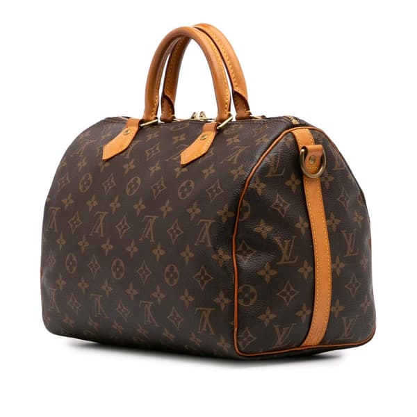 Pre-owned Louis Vuitton Monogram Speedy Bandouliere 30 Brown