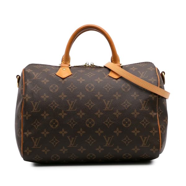 Pre-owned Louis Vuitton Monogram Speedy Bandouliere 30 Brown