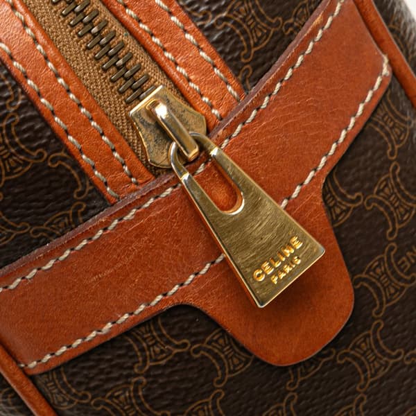 Pre-owned Celine Macadam Coated Canvas Handbag Brown