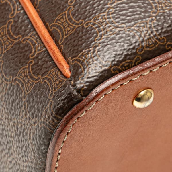 Pre-owned Celine Macadam Coated Canvas Handbag Brown