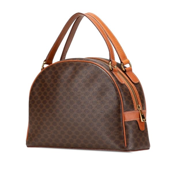 Pre-owned Celine Macadam Coated Canvas Handbag Brown