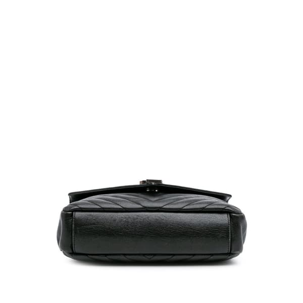 Pre-owned Saint Laurent Medium Monogram Chevron Sheepskin College Bag Black