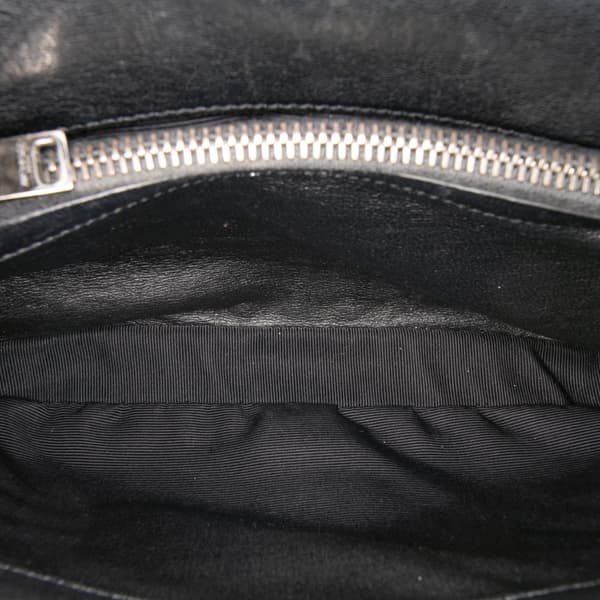 Pre-owned Saint Laurent Medium Monogram Chevron Sheepskin College Bag Black