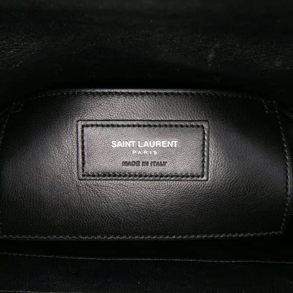 Pre-owned Saint Laurent Medium Monogram Chevron Sheepskin College Bag Black