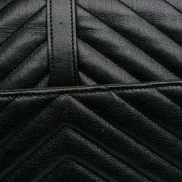 Pre-owned Saint Laurent Medium Monogram Chevron Sheepskin College Bag Black