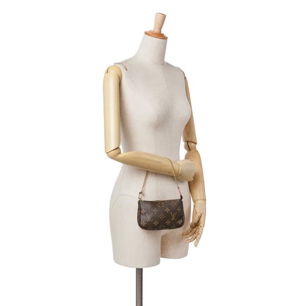 Pre-owned Louis Vuitton Monogram Mini Pochette Accessoires Brown
