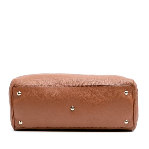 Pre-owned Gucci Medium Calfskin Bamboo Shopper Satchel Brown