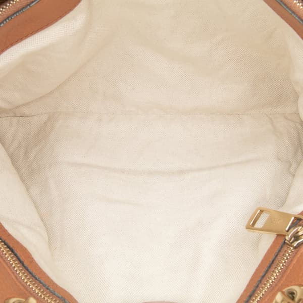 Pre-owned Gucci Medium Calfskin Bamboo Shopper Satchel Brown