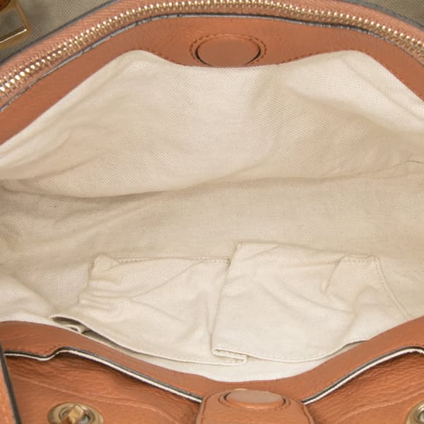 Pre-owned Gucci Medium Calfskin Bamboo Shopper Satchel Brown