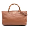 Pikkukuva 1 / 10: Pre-owned Gucci Medium Calfskin Bamboo Shopper Satchel Brown