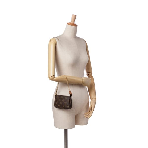 Pre-owned Louis Vuitton Monogram Mini Pochette Accessoires Brown