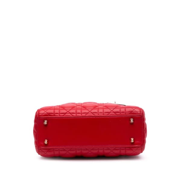 Pre-owned Dior Small Lambskin Cannage My ABCDior Lady Dior Red