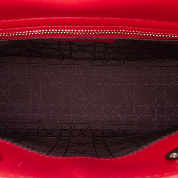 Pre-owned Dior Small Lambskin Cannage My ABCDior Lady Dior Red