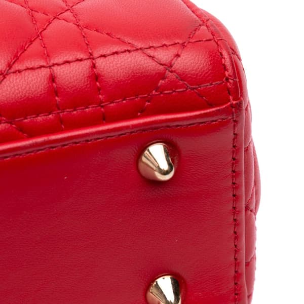Pre-owned Dior Small Lambskin Cannage My ABCDior Lady Dior Red