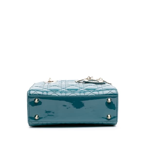 Pre-owned Dior Small Patent Cannage Lady Dior Blue