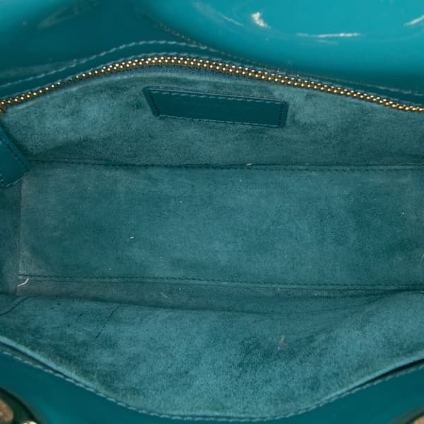 Pre-owned Dior Small Patent Cannage Lady Dior Blue