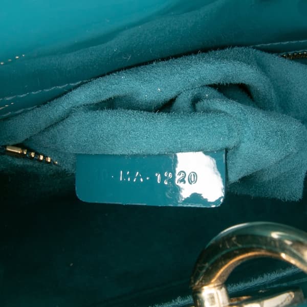 Pre-owned Dior Small Patent Cannage Lady Dior Blue
