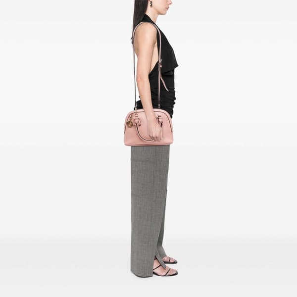 Pre-owned Gucci Mini Leather GG Charm Dome Satchel Pink