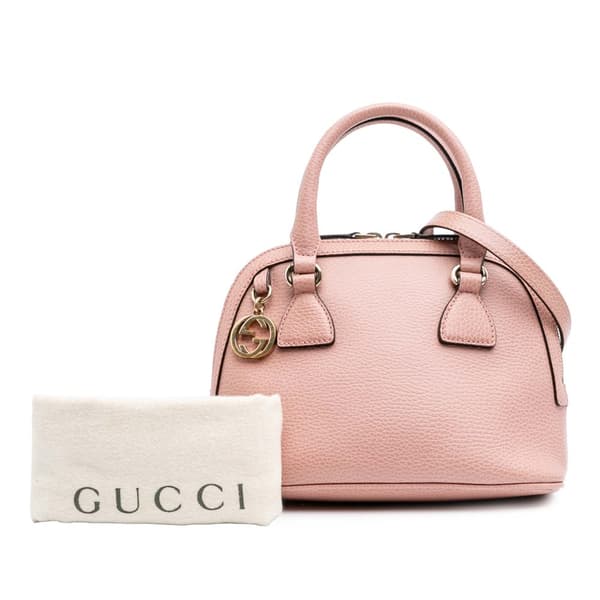 Pre-owned Gucci Mini Leather GG Charm Dome Satchel Pink
