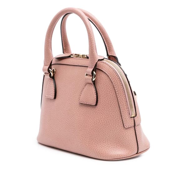 Pre-owned Gucci Mini Leather GG Charm Dome Satchel Pink