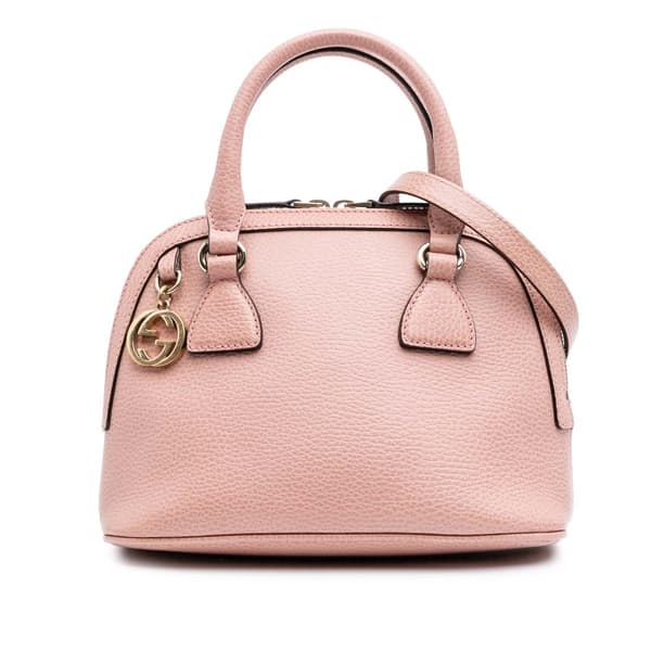 Pre-owned Gucci Mini Leather GG Charm Dome Satchel Pink