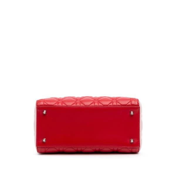 Pre-owned Dior Medium Tricolor Lambskin Cannage Lady Dior Red