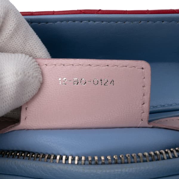 Pre-owned Dior Medium Tricolor Lambskin Cannage Lady Dior Red