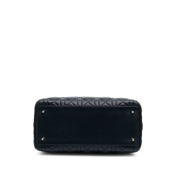 Pre-owned Dior Limited Edition Medium Lambskin Cannage Lady Dior Blue