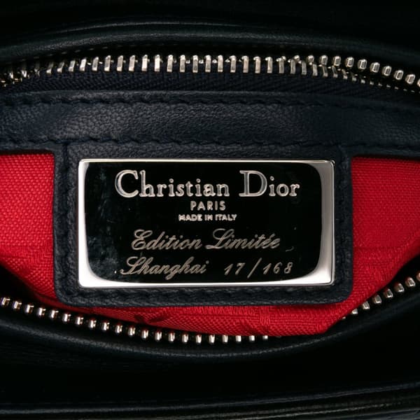 Pre-owned Dior Limited Edition Medium Lambskin Cannage Lady Dior Blue