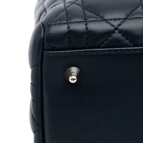 Pre-owned Dior Limited Edition Medium Lambskin Cannage Lady Dior Blue