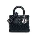 Pikkukuva 1 / 10: Pre-owned Dior Limited Edition Medium Lambskin Cannage Lady Dior Blue