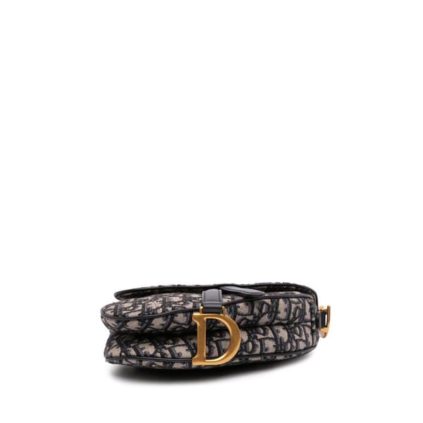 Pre-owned Dior Mini Oblique Canvas Saddle Bag Blue