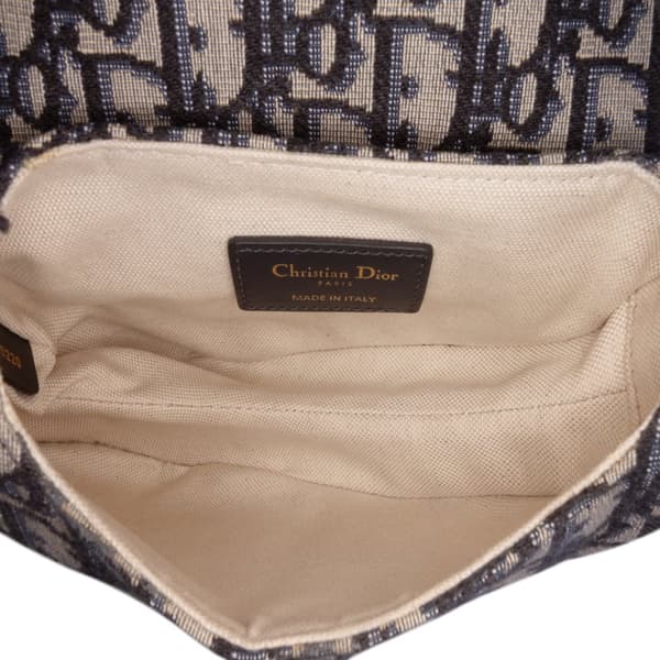 Pre-owned Dior Mini Oblique Canvas Saddle Bag Blue